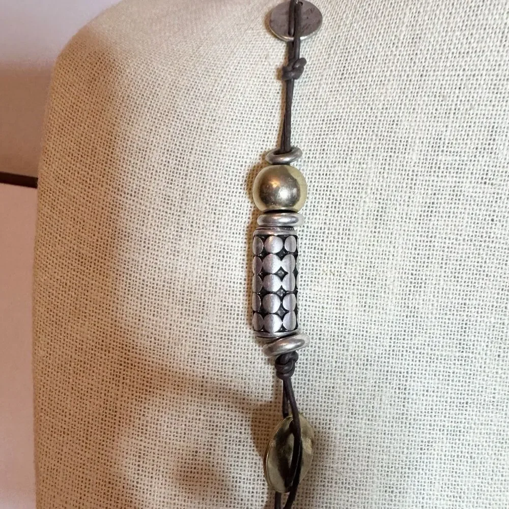 Chico’s Mixed Metal Gold Silver Bohemian Chunky Beaded Long Necklace 30”